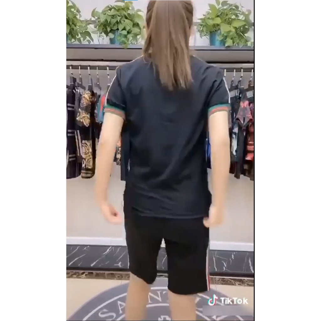 Bộ thể thao đen cộc tay hàng cao cấp | BigBuy360 - bigbuy360.vn