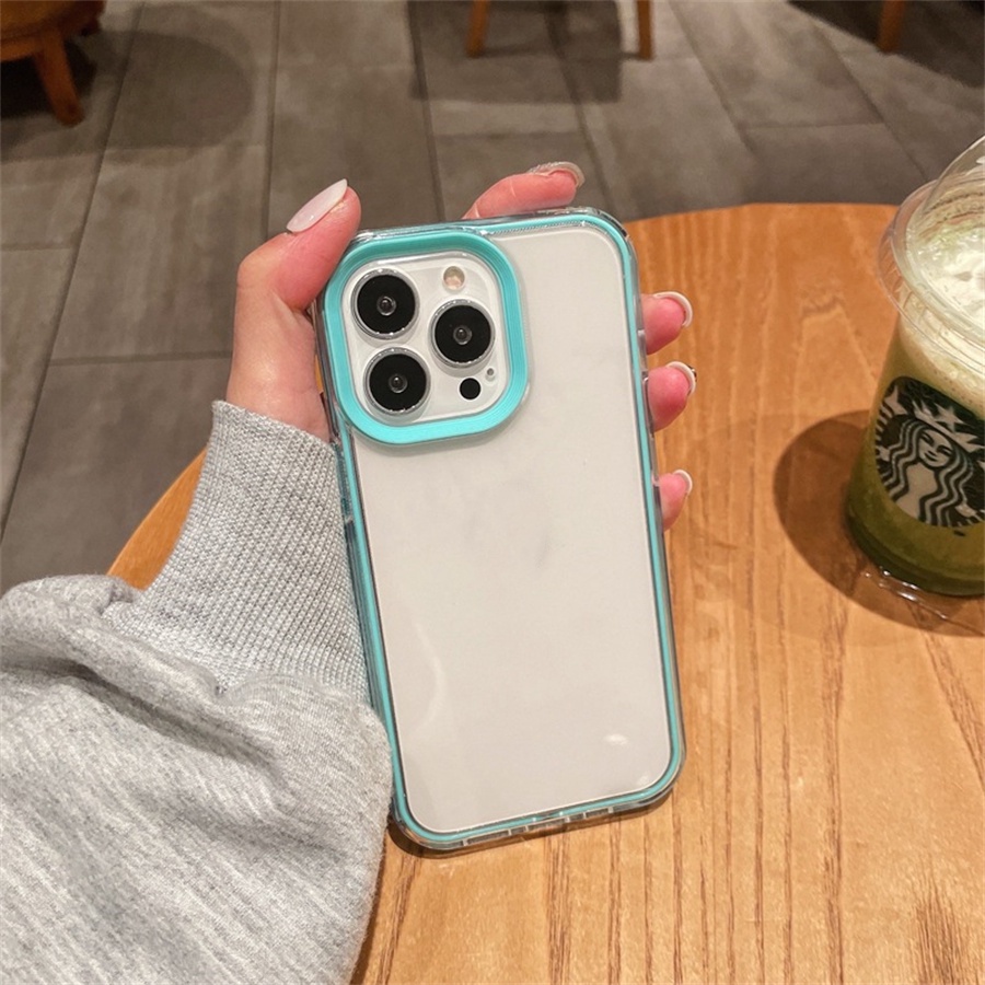 Ốp Điện Thoại Trong Suốt Viền Màu Kẹo Chống Sốc Cho iPhone 13 Pro Max