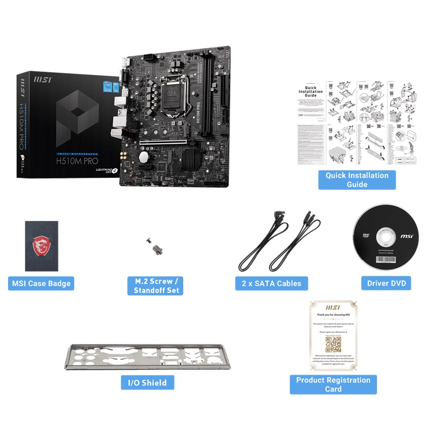 Bo mạch chủ Main MSI H510M-A PRO- Hàng Chính Hãng - Bảo hành 36 tháng