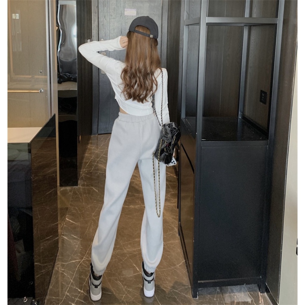 Quần Jogger Nữ - Quần Bomber Nữ Chất Len Tăm Dày Ống Rộng, Hình In Sắc Nét Mặc Thu Đông Bun_shop20