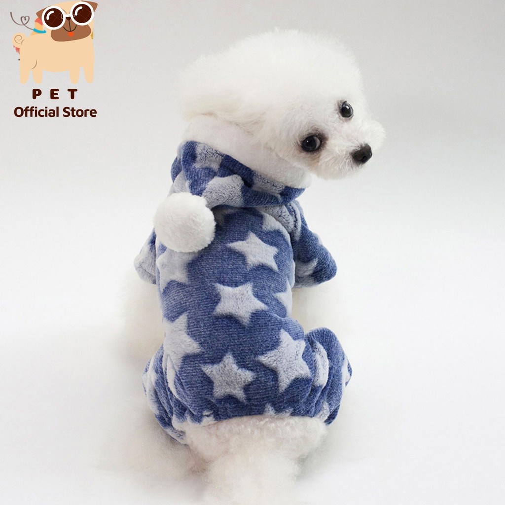 Thời trang thú cưng Jump mặc ngủ 4 chân, quần áo thú cưng có nón hình ngôi sao lông cừu