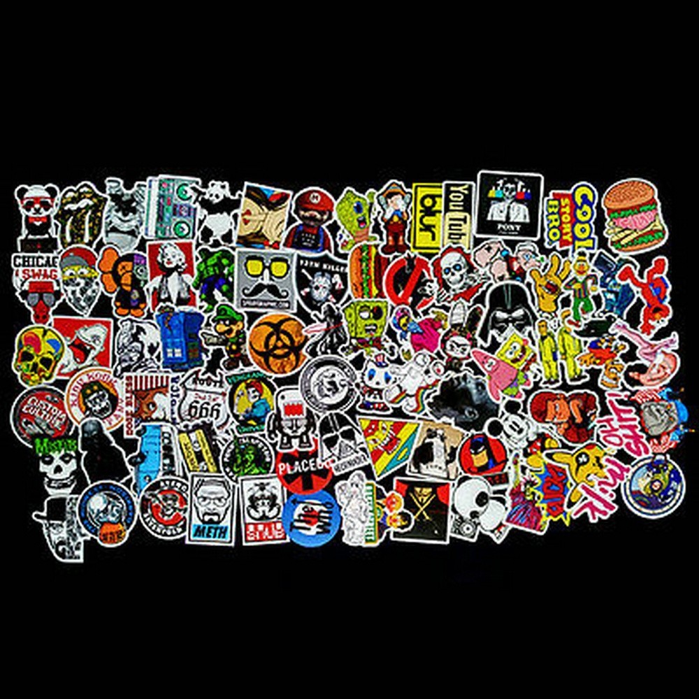 100 Miếng dán phong cách graffiti dễ thương trang trí xe hơi/ ván trượt/ laptop