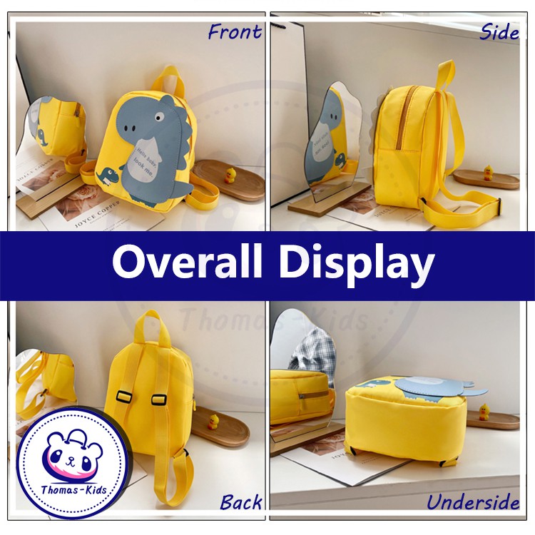 [THOMAS KIDS] Ba lô thời trang cho bé dễ thương khủng long mầm non Túi thường không thấm nước Phong cách Hàn Quốc cho trẻ em 3-7 tuổi