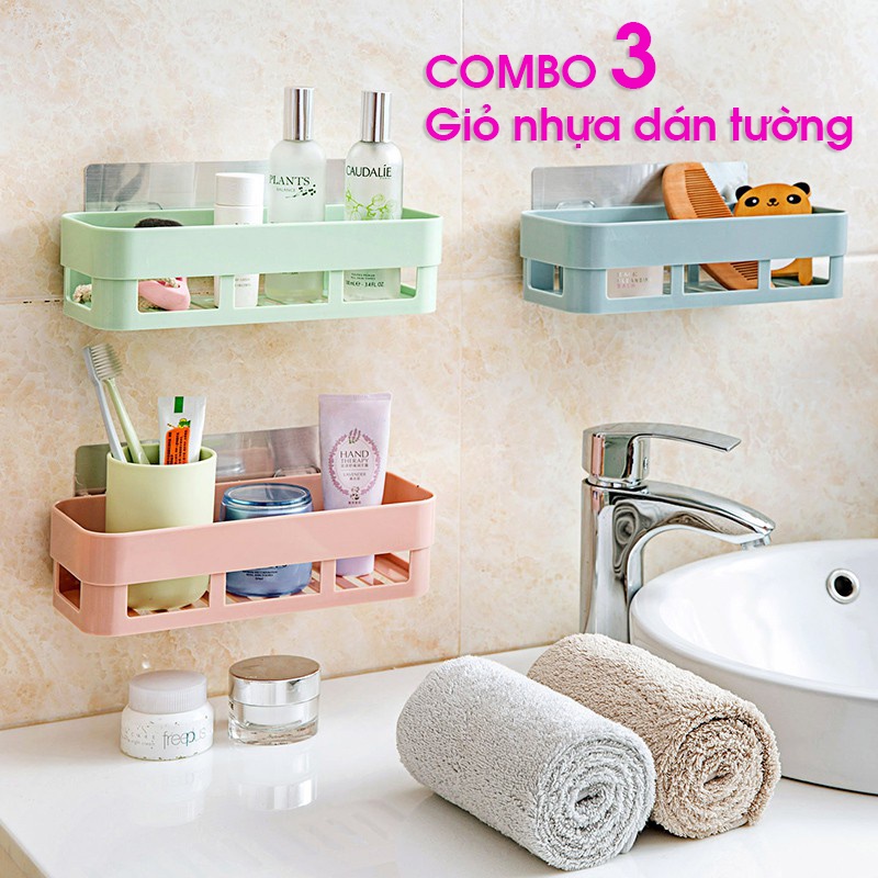 COMBO 3 CÁI giỏ nhựa dán tường siêu chắc