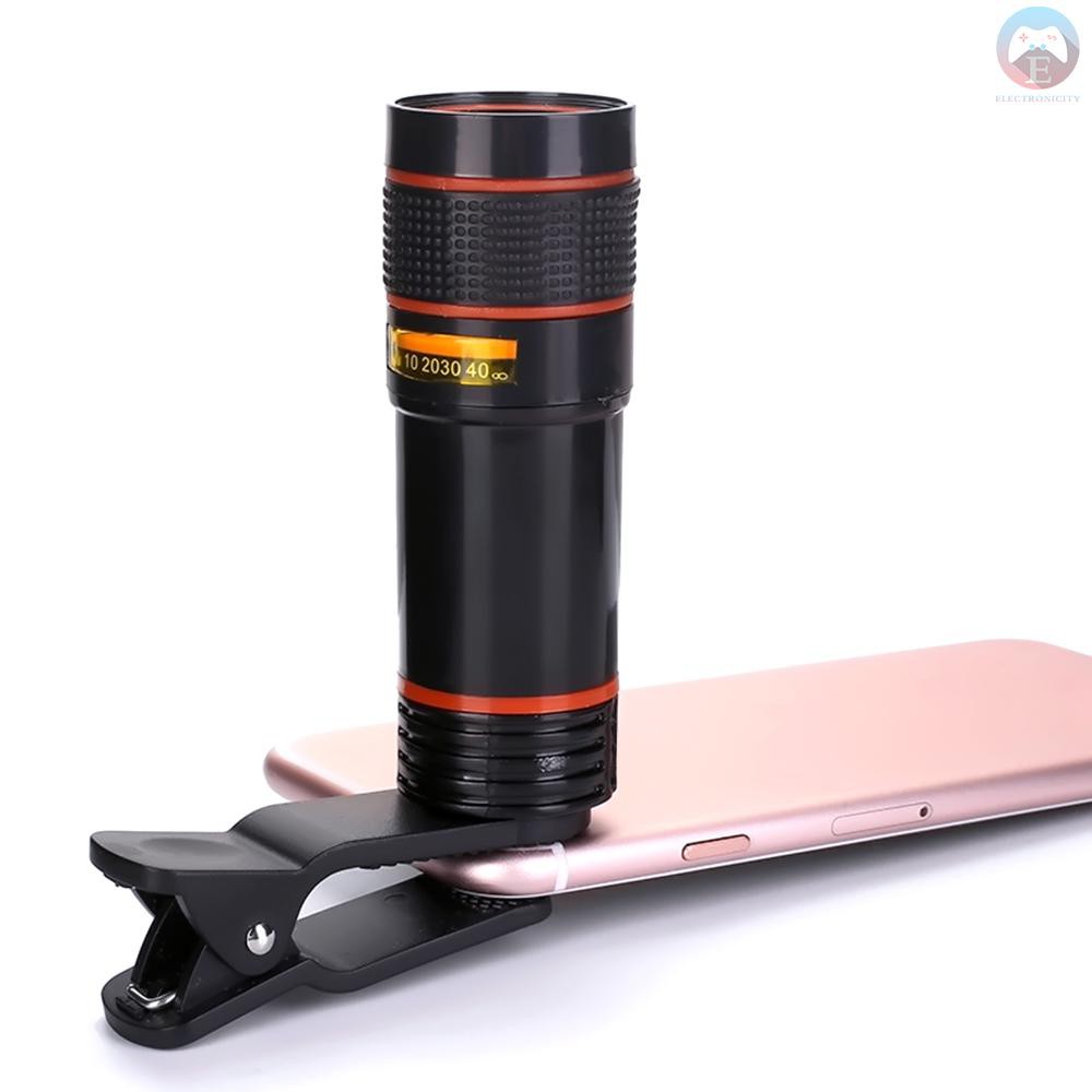 Ê Phone Camera HD Lens Universal Clip-on 12X Zoom Cell Phone Telescope Lens For iPhone External Telescope Phone Accessories