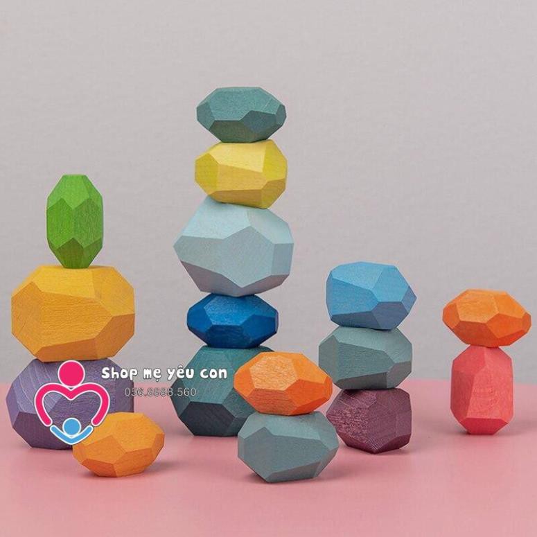 Bộ 11 Khối gỗ thăng bằng xếp chồng Nhiều Màu Sắc Bằng Gỗ Cho Bé