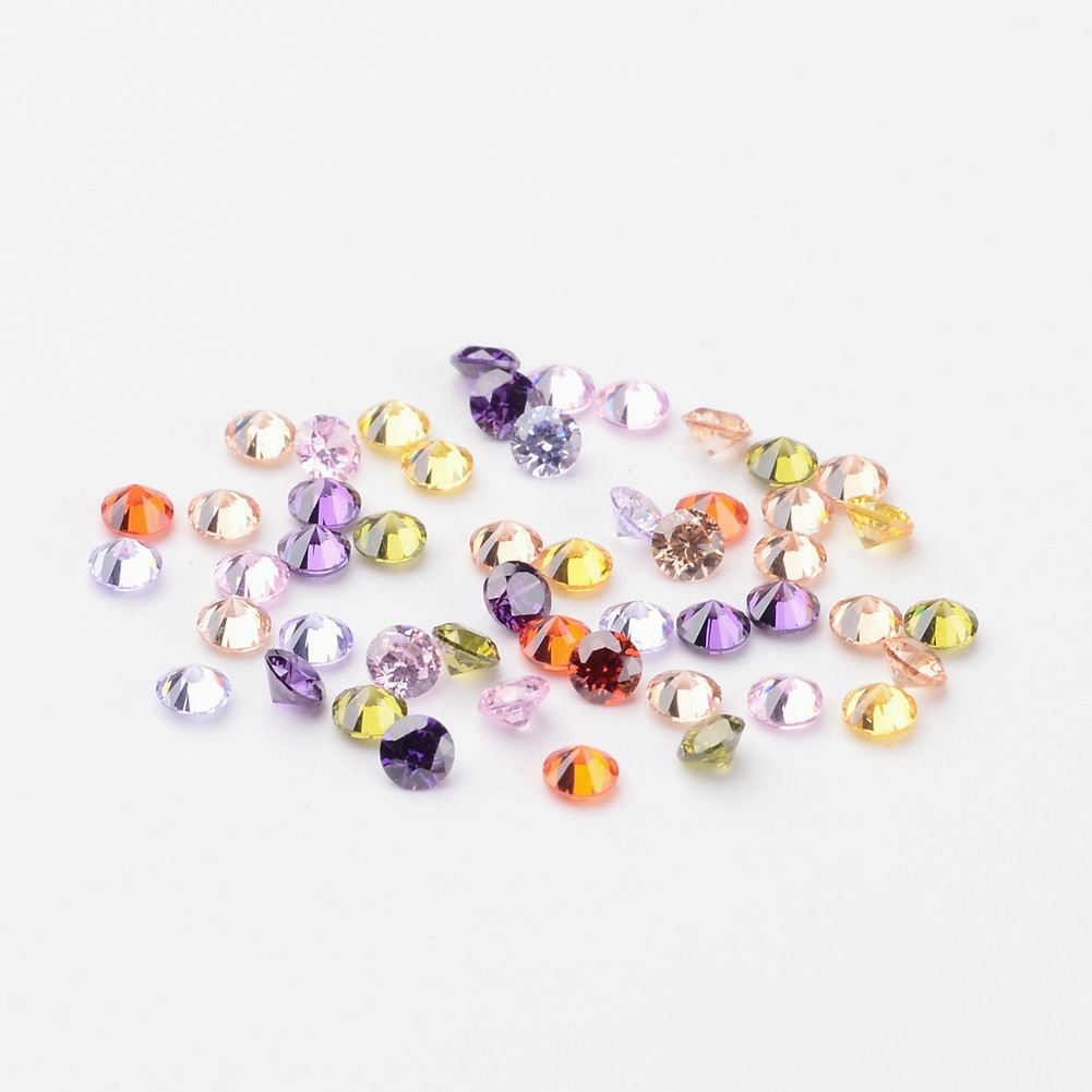 50pcs Mixed Grade A Rivoli Xilion Cubic Zirconia Cabochons Faceted 2.5x1.7mm