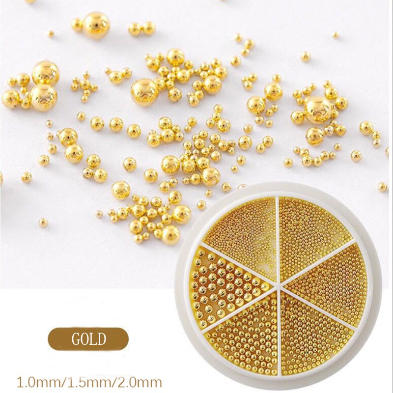Hộp hạt đá tròn đính trang trí móng tay nghệ thuật không phai màu sang trọng nhỏ kích thước 1-3mm