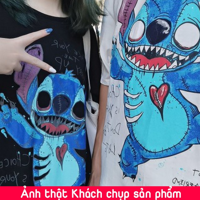 [Áo thun nam tay lỡ form rộng] Áo phông tay lỡ unisex STITCH of DISNEY, Áo phông nam form rộng đẹp màu đen chất cotton