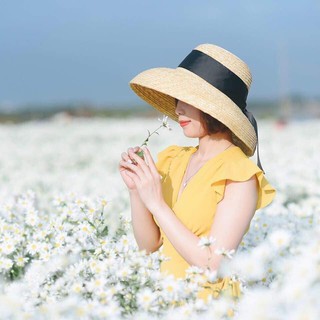 Mũ cói đi biển lồng đèn cao cấp