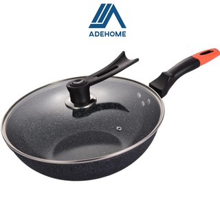 Chảo chống dính siêu bền Coopia Hàn Quốc, Chảo đá lòng sâu có nắp kính size 32cm