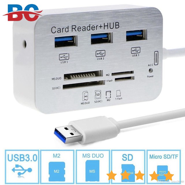 Hub usb 3.0 có khe đọc thẻ nhớ đa năng