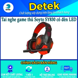 Tai nghe có dây game thủ SY830 có Microphone có đèn LED Đỏ Đen