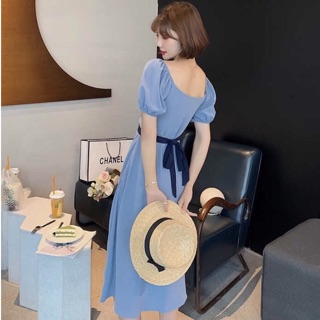 Đầm midi dạo phố chéo eo mặc đi chơi cực xinh (kèm hình thật)