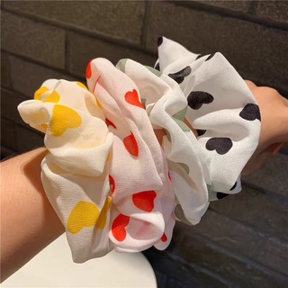 Scrunchies Dây Cột Tóc Voan Trái Tim