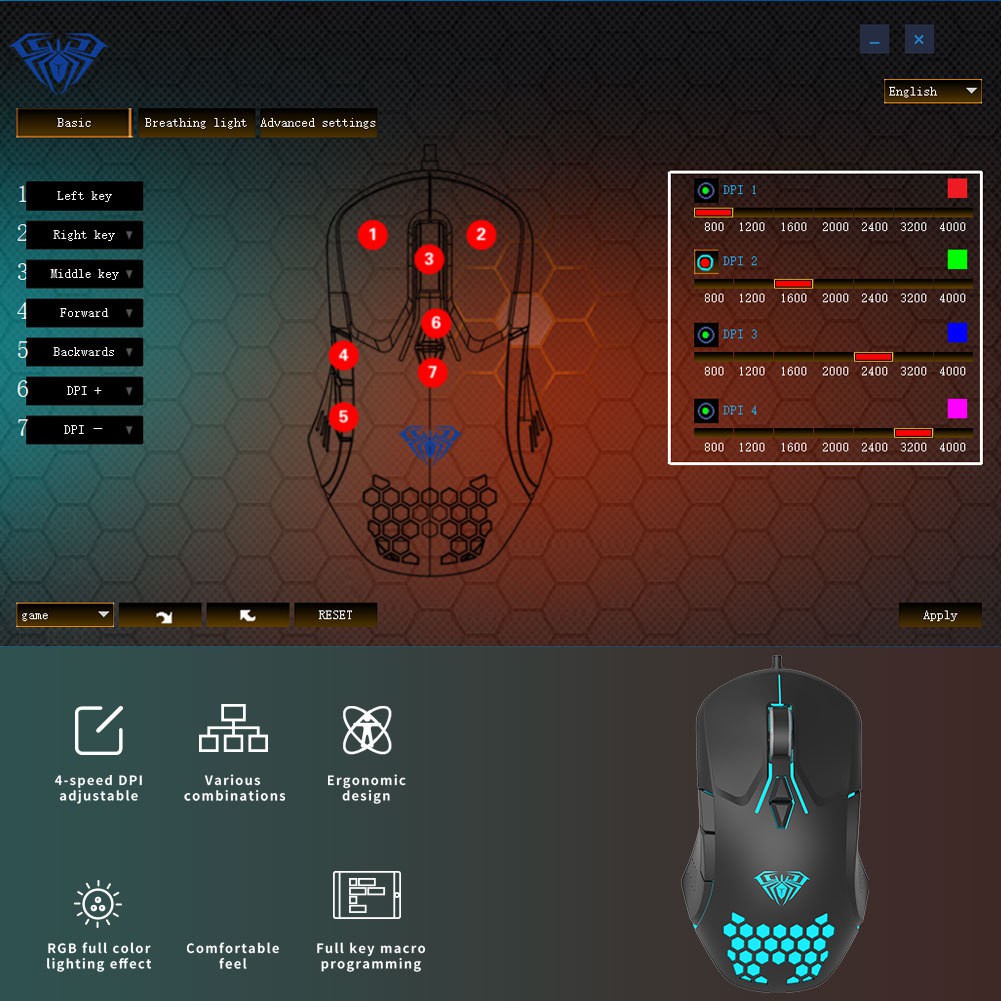 Chuột Chơi Game Có Dây Và Lập Trình Thoáng Khí Đèn led Hình Lập Trình Macro RGB