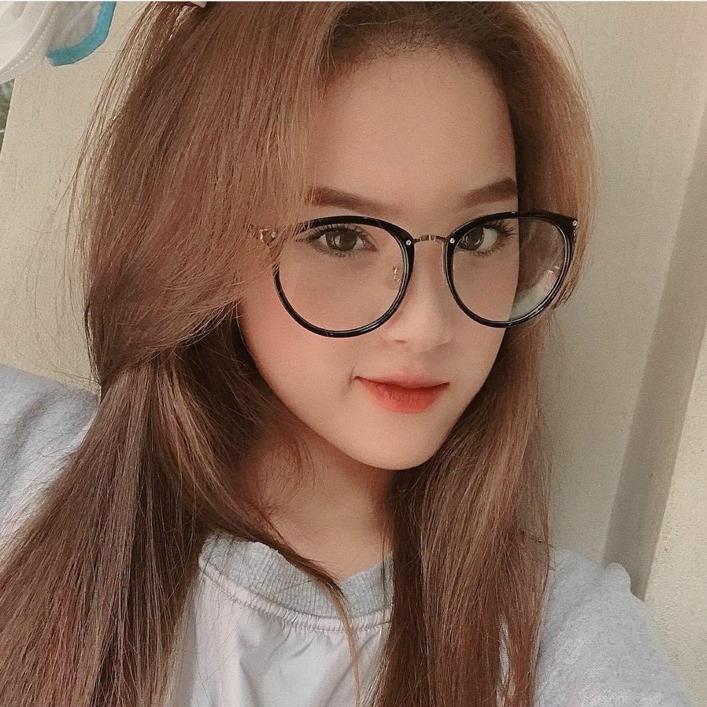 Kính mắt nữ giả cận mặt tròn gọng kim loại cao cấp style Hàn Quốc thiết kế cực xinh - 6020
