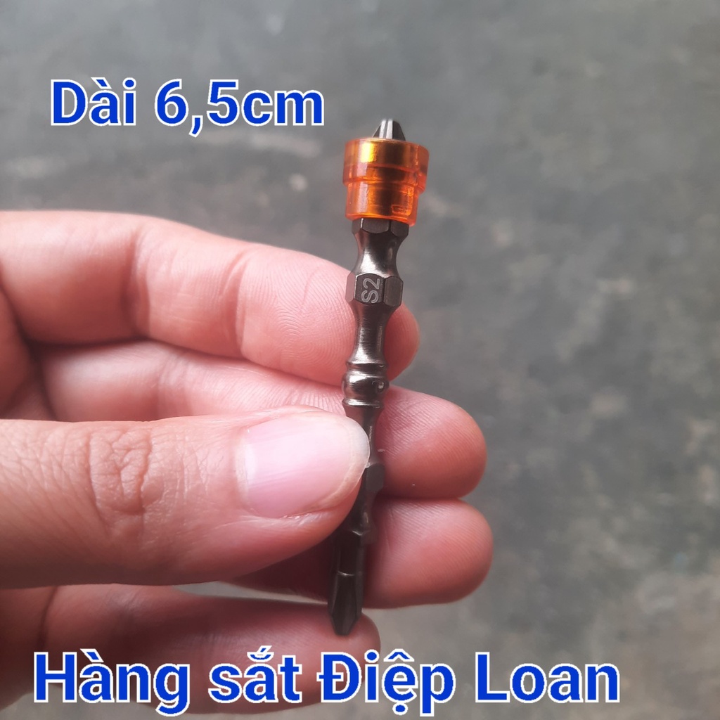 Đầu vít 4 cạnh nam châm siêu hút, 1 đầu có trợ lực dài 6,5cm loại tốt
