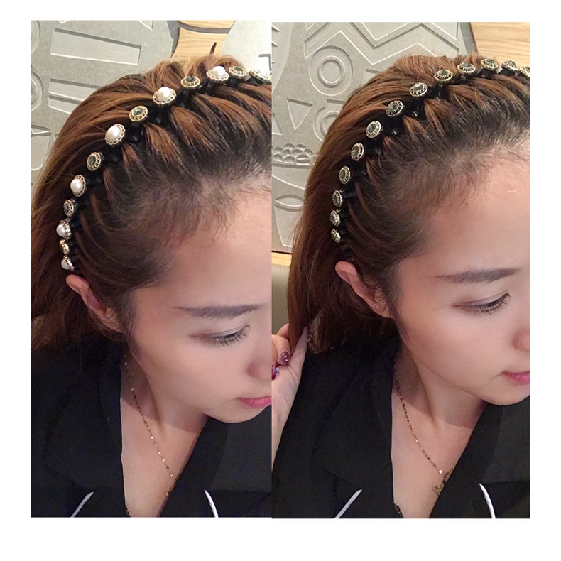 Lược Kẹp Tóc Mái Ngang Lưng Đính Ngọc Trai Nhân Tạo Gọn Gàng Cho Nữ