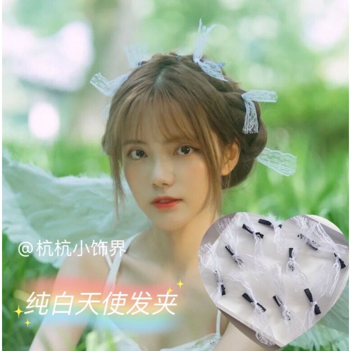 Kẹp tóc vải trang trí hình nơ dễ thương Tiệm Thêu Việt phong cách lolita Hàn Quốc nữ tính