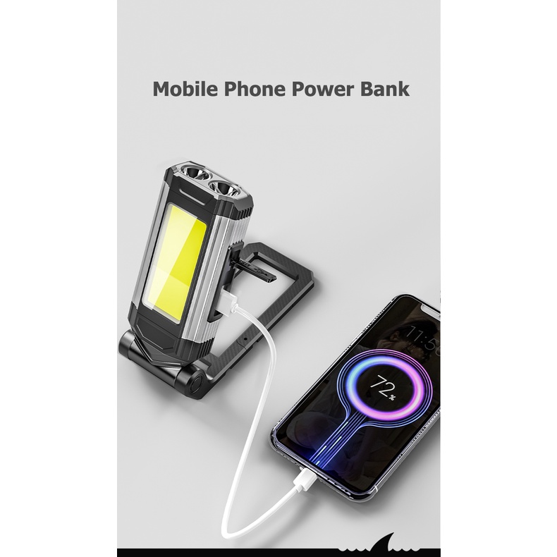 Đèn pin Smiling Shark G911 có nam châm COB usb sạc điện đa năng dùng khi cắm trại