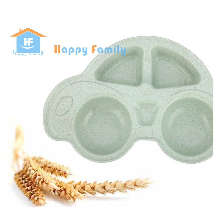 Khay ăn đĩa ăn chia ngăn cho bé hình xe hơi nguyên liệu sợi lúa mạch Wheat Straw