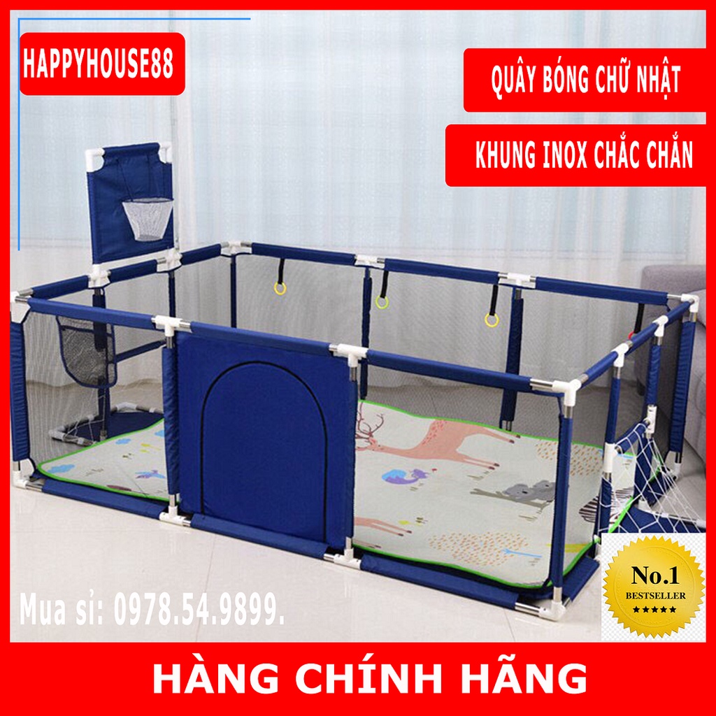 Quây bóng lều chơi bóng cho bé, Nhà bóng cho bé khung inox chữ nhật tặng kèm 10 quả bóng