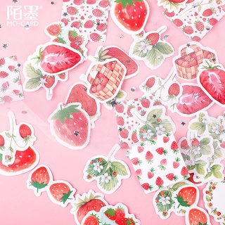 Set 45 sticker dâu tây hồng siêu đáng yêu