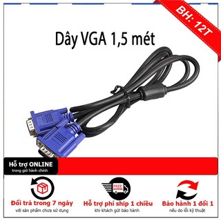 Dây vga - cáp vga chống nhiễu 5 mét - chống nhiễu - 2 đầu màu xanh - bh 12 tháng