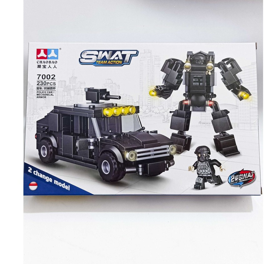 Mô Hình Đồ Chơi Lắp Ráp Lego Xe Cảnh Sát Siêu Nhân Robot 230 mảnh