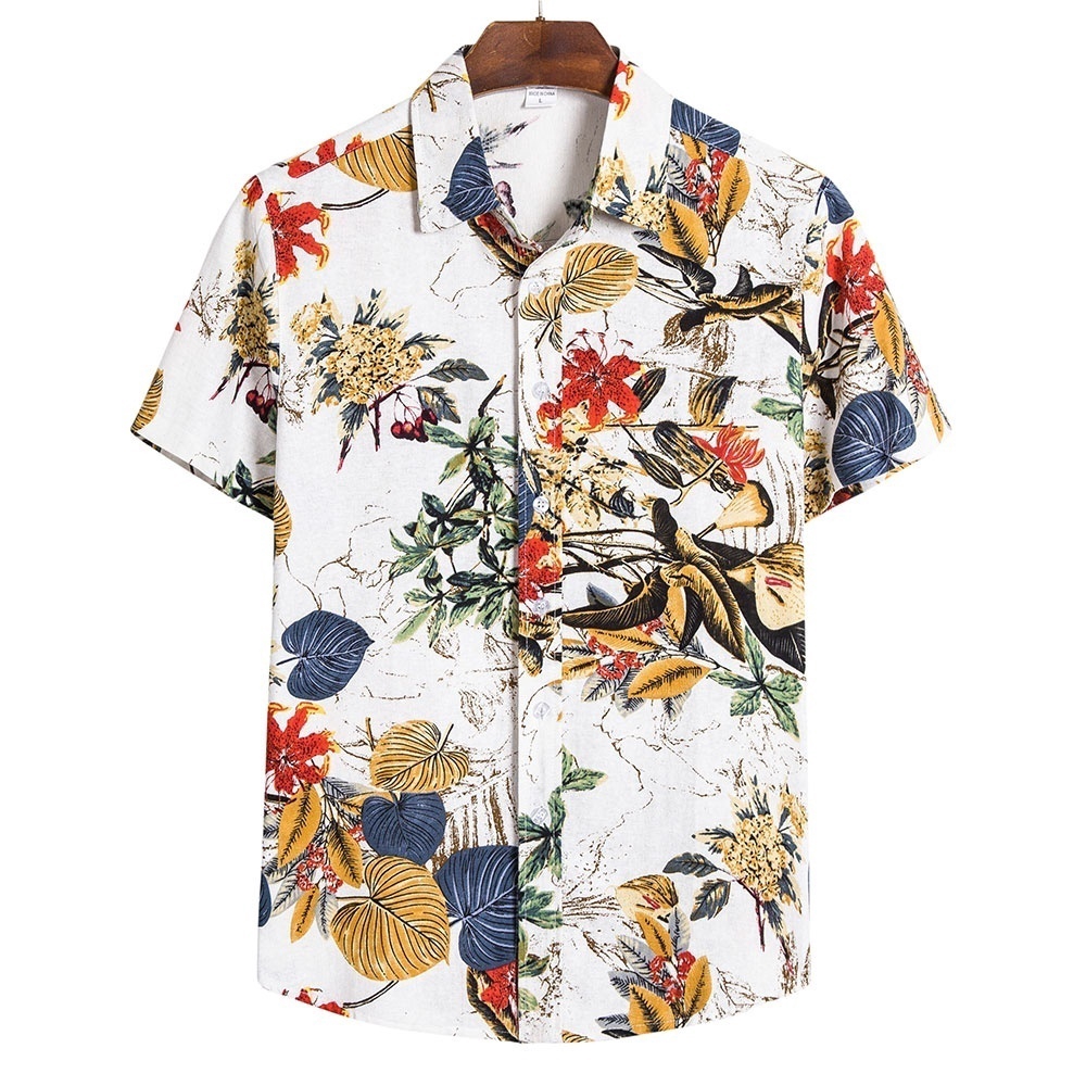 Men's plus size short-sleeved shirt fashion print British fan shirt22