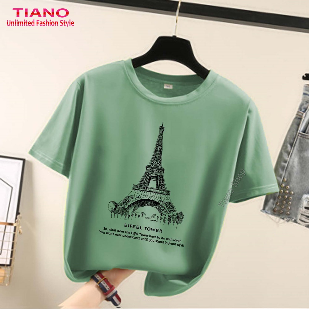 Áo Thun Nữ In Hình Tháp Paris Nhỏ Dễ Thương AT-373 (12 Màu)