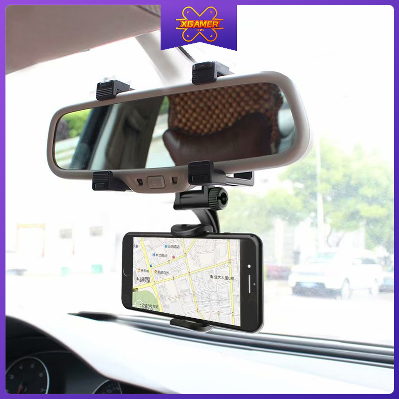 [Ready Stock] XGamer Car Phone Holder Car Rearview Mirror Mount Phone Holder 360 Degrees GPS Smartphone Stand Universal