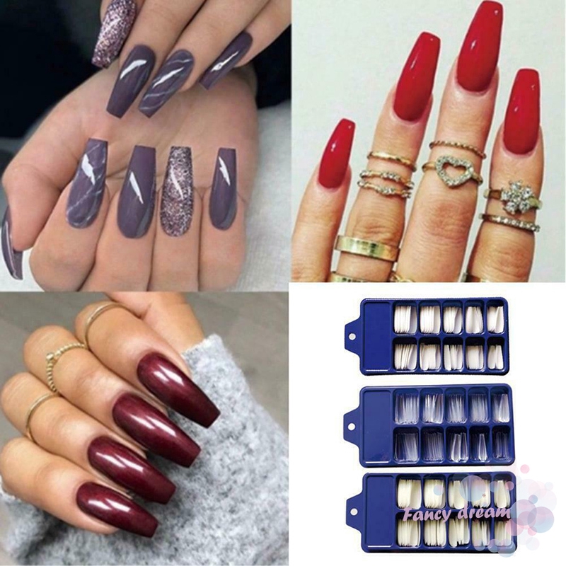 Set 100 móng giả thiết kế mẫu hoa văn DIY