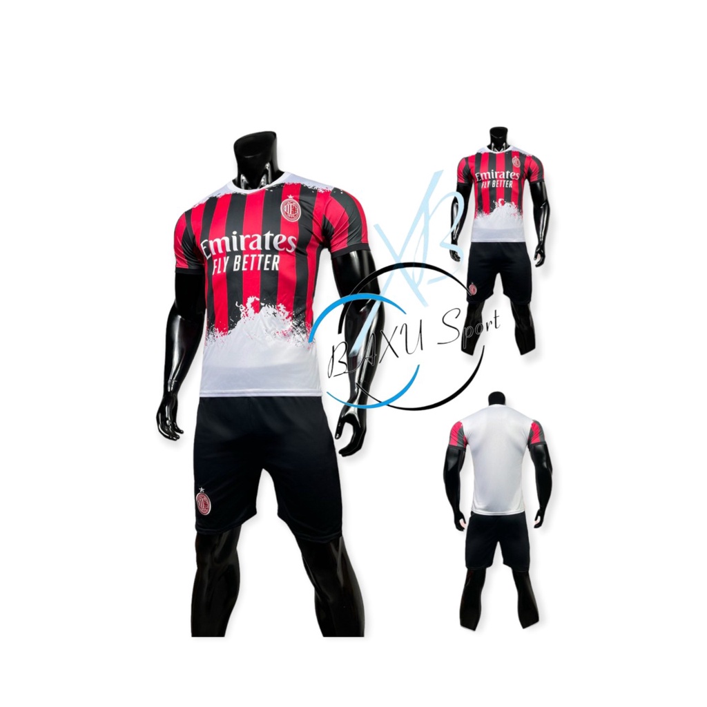 Áo bóng đá AC MILAN 2022 Mẫu thiết kế tinh tế lạ mắt - Bộ quần áo bóng đá clb AC MILAN mẫu thiết kế thun lạnh