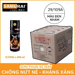 Thùng 12 Chai Sơn Xịt Sơn Xe Máy Samurai Màu Đen Nhám 109A