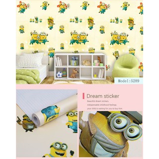 Giấy dán tường minion cuộn 10m [GIÁ RẺ] - 10M Decal dán tường minion có keo sẵn cho bé