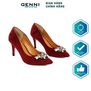 Giày cao gót da lộn đính đá 7p ge420 - genni
