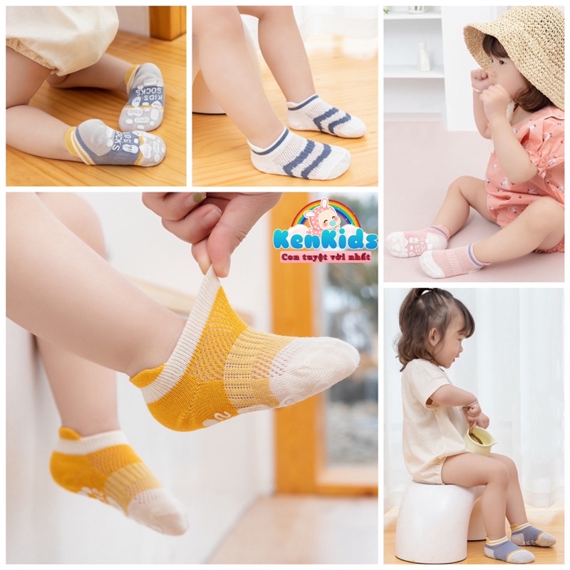 Set 5 Đôi vớ / Tất lưới chống trượt cao cấp tập đi an toàn cho bé (XS/S/M)