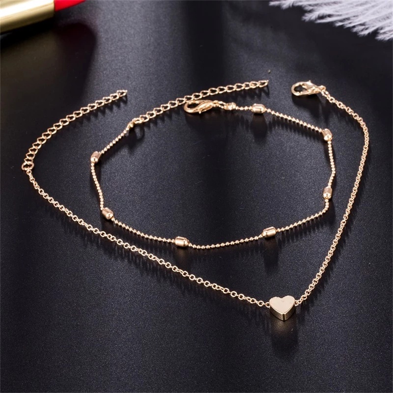 Set 2 Lắc Chân Màu Vàng/Bạc Đơn Giản Cho Nữ