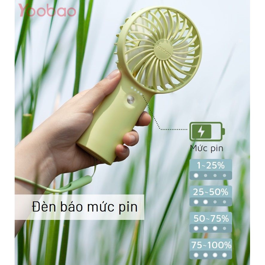 Quạt Cầm Tay Yoobao F3 6000mAh, Quạt Mini Cao Cấp Cổng Sạc USB Tiện Lợi