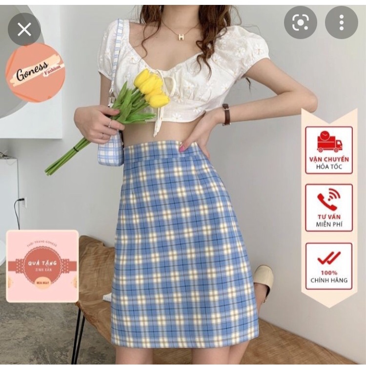 chân váy kẻ lộn xộn