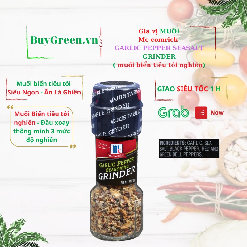 ( siêu ngon - ăn là ghiền ) Muối biển TIÊU TỎI nghiền Ăn Kiêng Garlic pepper sea salt cao cấp