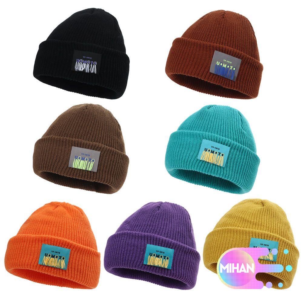 Mũ beanie đan len màu trơn không vành phong cách hip hop thời trang MIHAN1 cho nam và nữ