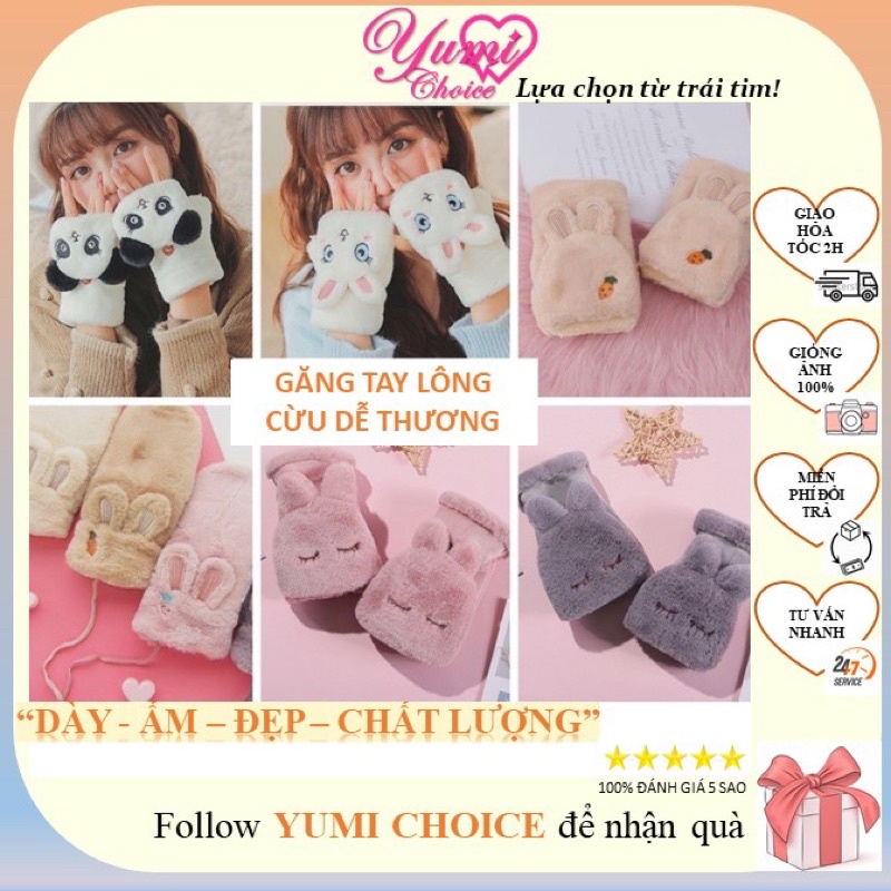 Găng tay lông mềm 💥Mẫu xinh hot💥 Găng tay ấm hình thú siêu dễ thương cho các bạn nữ