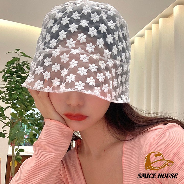 NÓN BUCKET HOA CÚC HỌA MI NHÍ VẢI REN LƯỚI