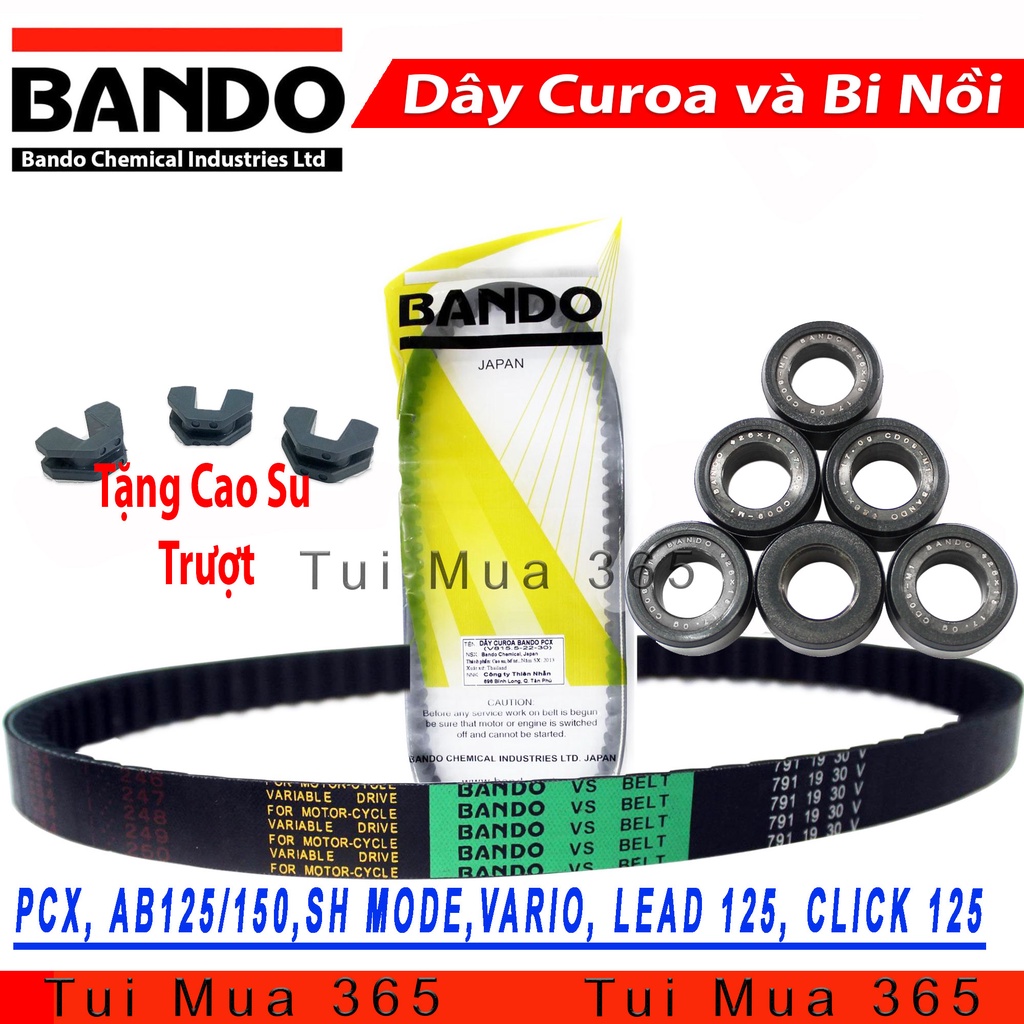 DÂY CUROA và BI NỒI BANDO HONDA AIR BLADE 125CC, Vario, PCX, SH Mode, LEAD 125, CLICK 125