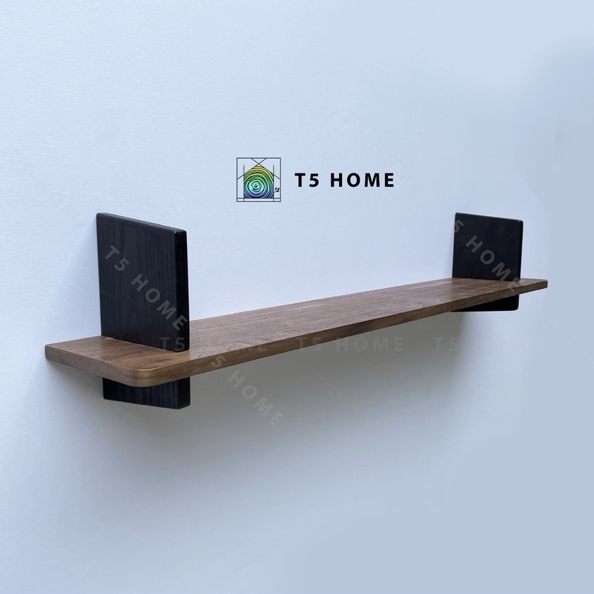 Kệ thanh ngang treo tường, chất liệu plywood bề mặt gỗ óc chó, kèm vít âm tường