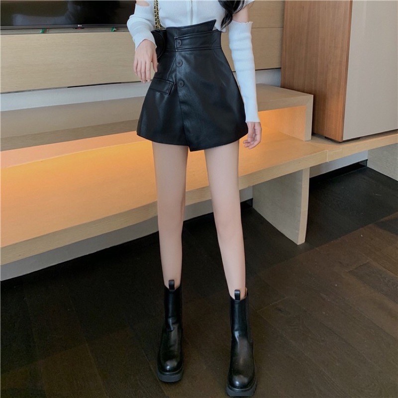 Quần sooc da giả váy vạt lệch siêu hot hit | BigBuy360 - bigbuy360.vn