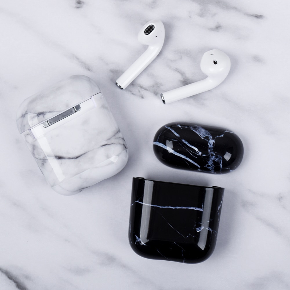 Hộp đựng tai nghe bluetooth không dây cáp sạc bằng nhựa cứng mẫu cẩm thạch cho APPLE AIRPODS AIR PODS 2 1